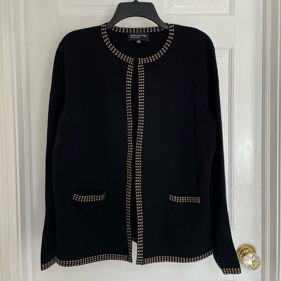 Black and gold jacket or cardigan by Jones New York collection size extra large - Picture 2 of 6
